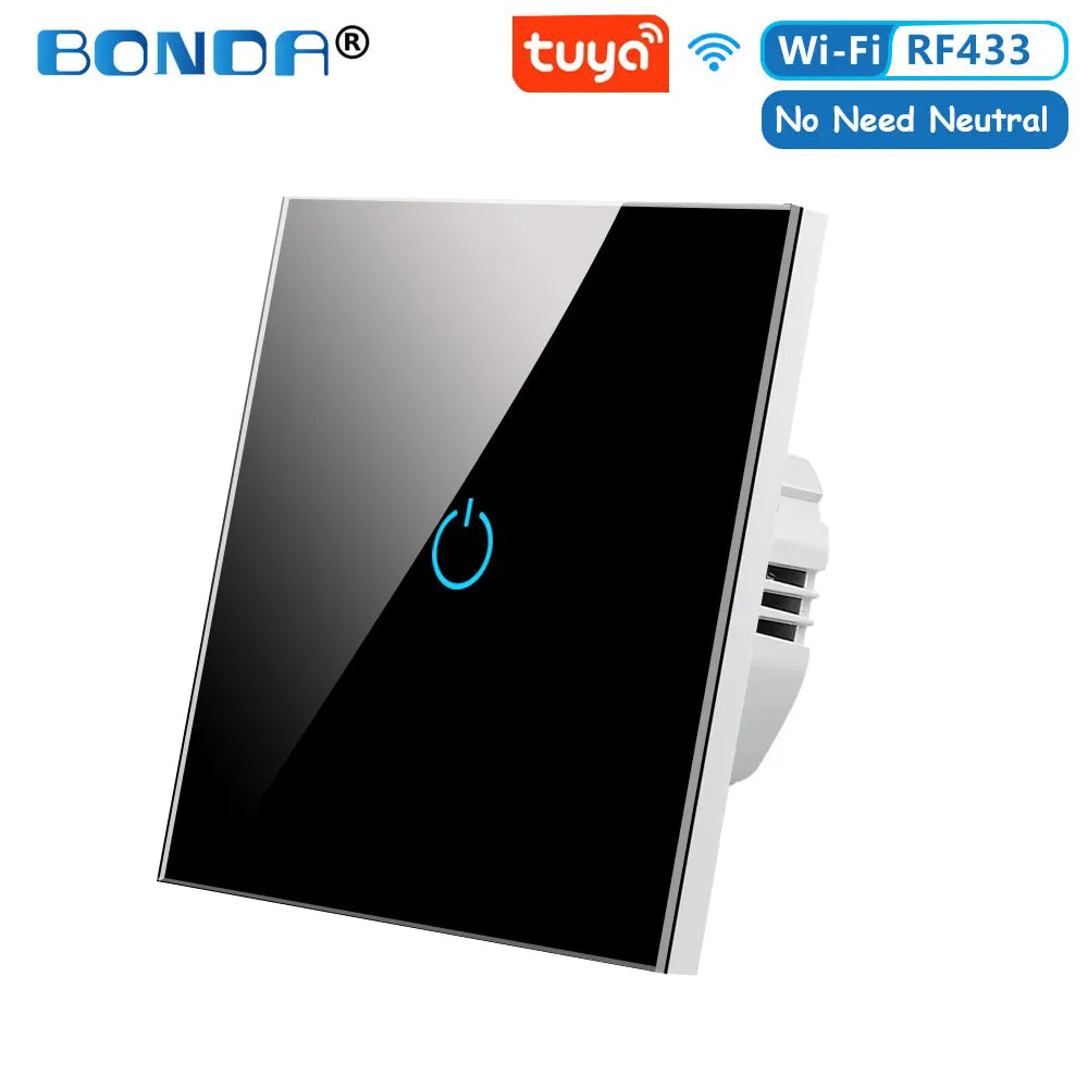 Smart WiFi Touch Light Switch – No Neutral Wire, Works with Alexa, Google Home & Tuya