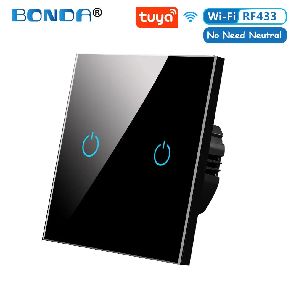 Smart WiFi Touch Light Switch – No Neutral Wire, Works with Alexa, Google Home & Tuya