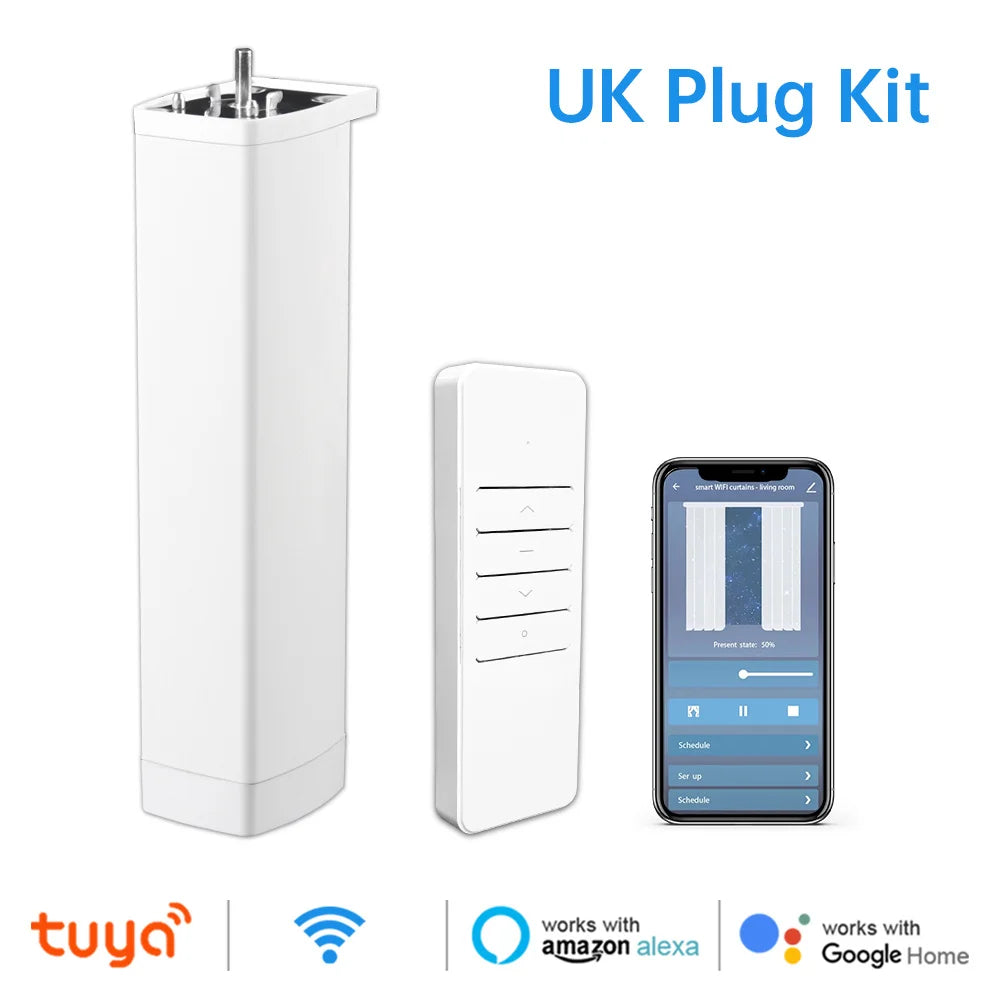 Smart Curtain Motor – Tuya WiFi/Zigbee | RF Remote + App + Alexa/Google
