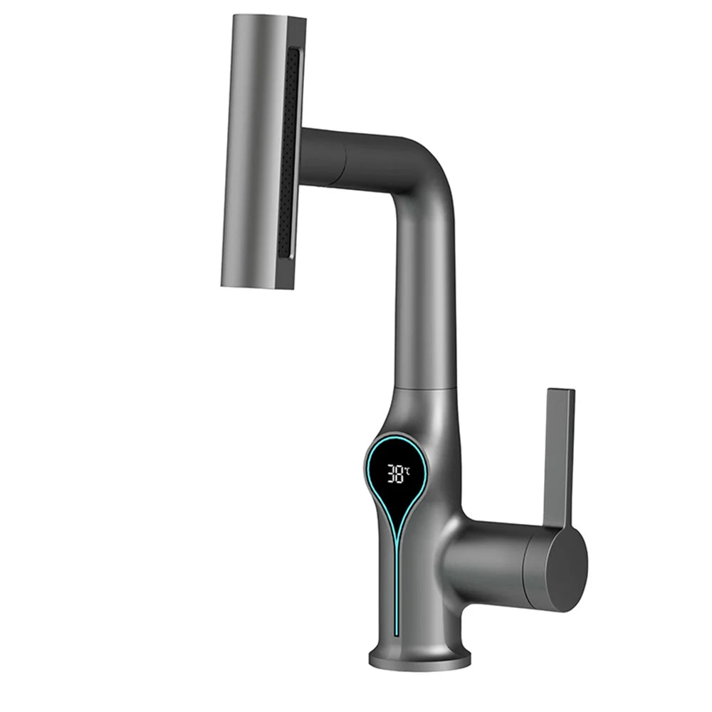 Digital Waterfall Basin Faucet with Temperature Display