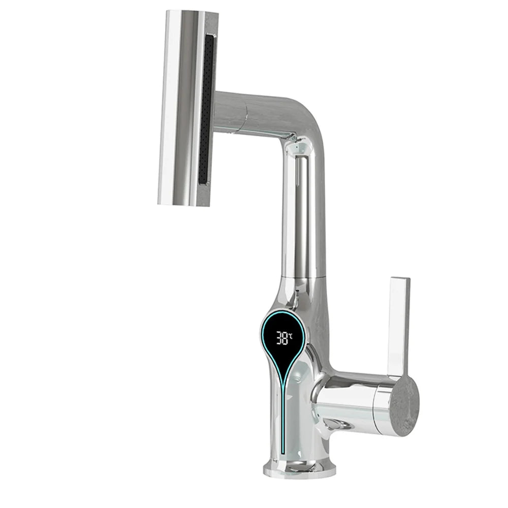 Digital Waterfall Basin Faucet with Temperature Display