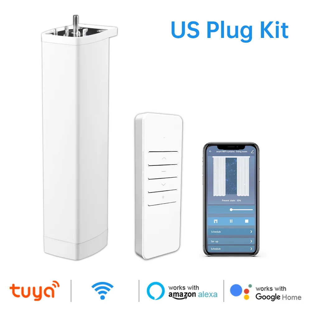 Smart Curtain Motor – Tuya WiFi/Zigbee | RF Remote + App + Alexa/Google