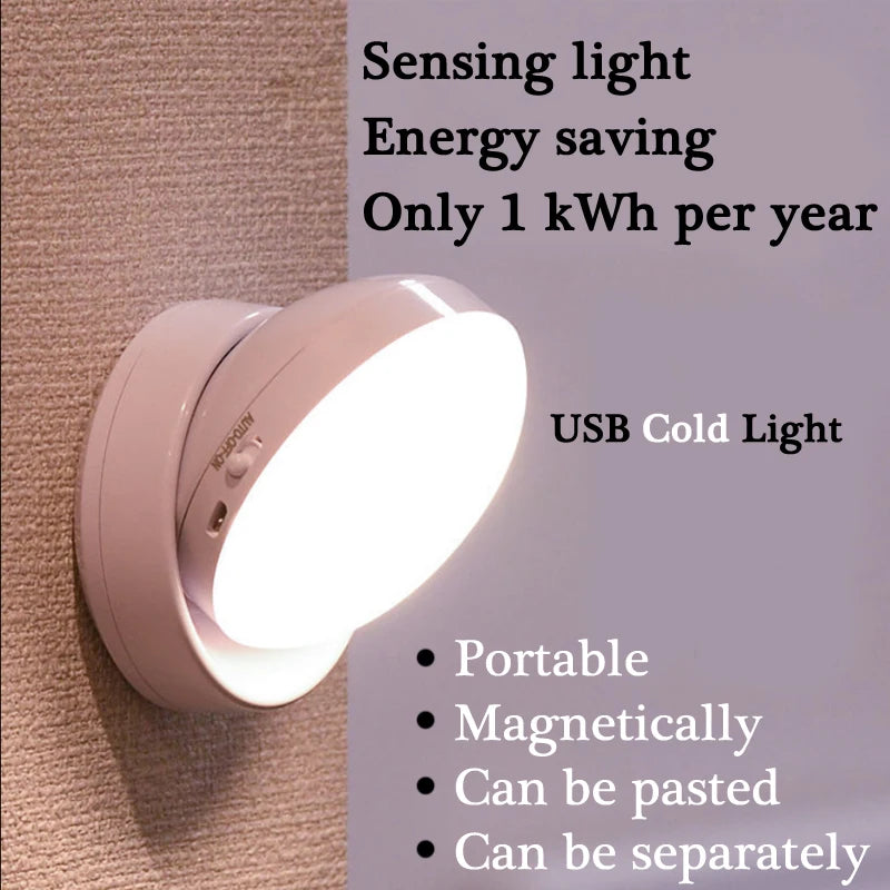 Motion Sensor LED Night Light – USB Rechargeable & Silent Glow