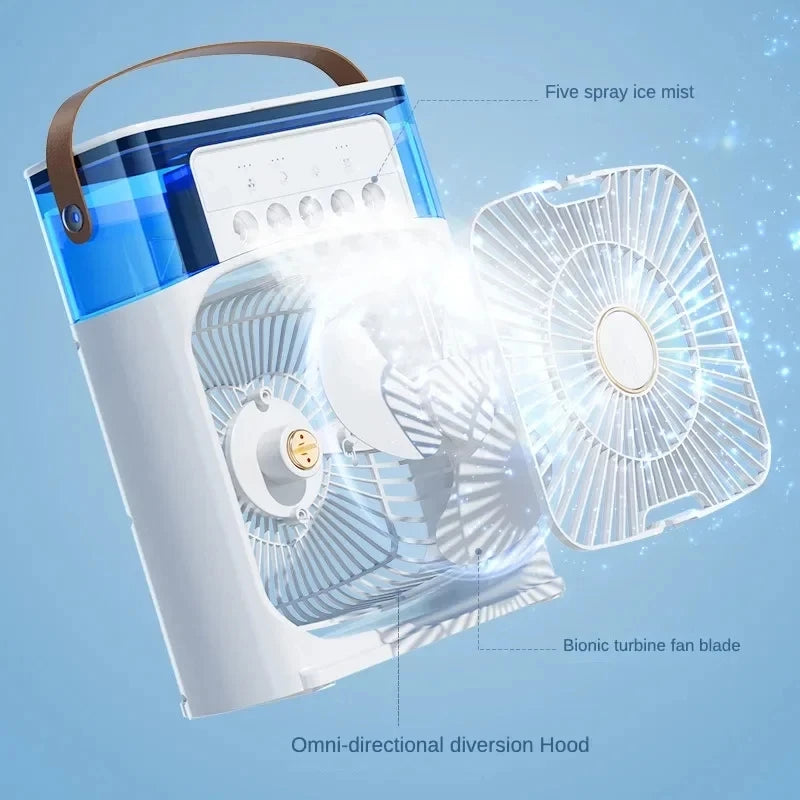 Portable Air Conditioner Fan - USB Electric Fan, LED Night Light, Water Mist Humidifier