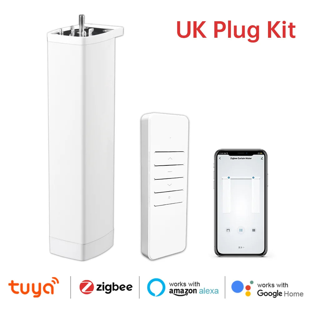 Smart Curtain Motor – Tuya WiFi/Zigbee | RF Remote + App + Alexa/Google