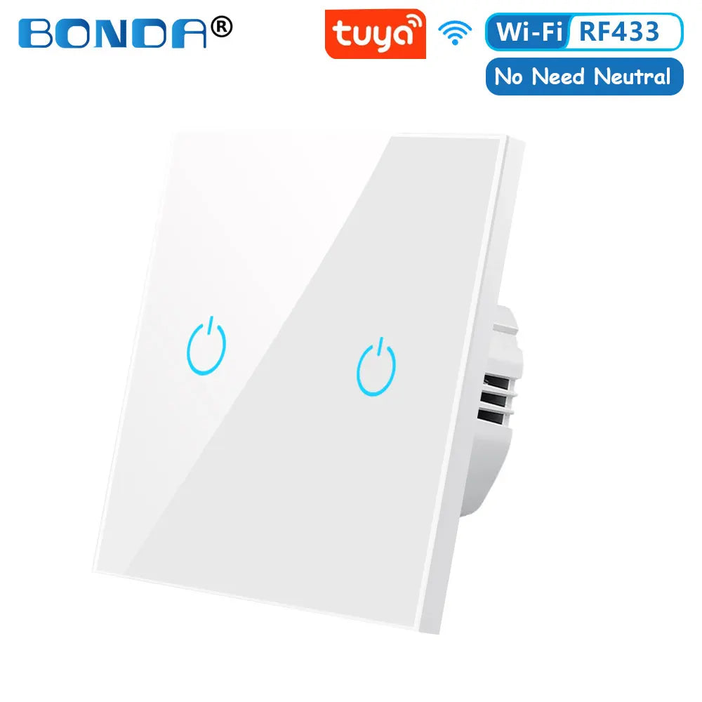 Smart WiFi Touch Light Switch – No Neutral Wire, Works with Alexa, Google Home & Tuya
