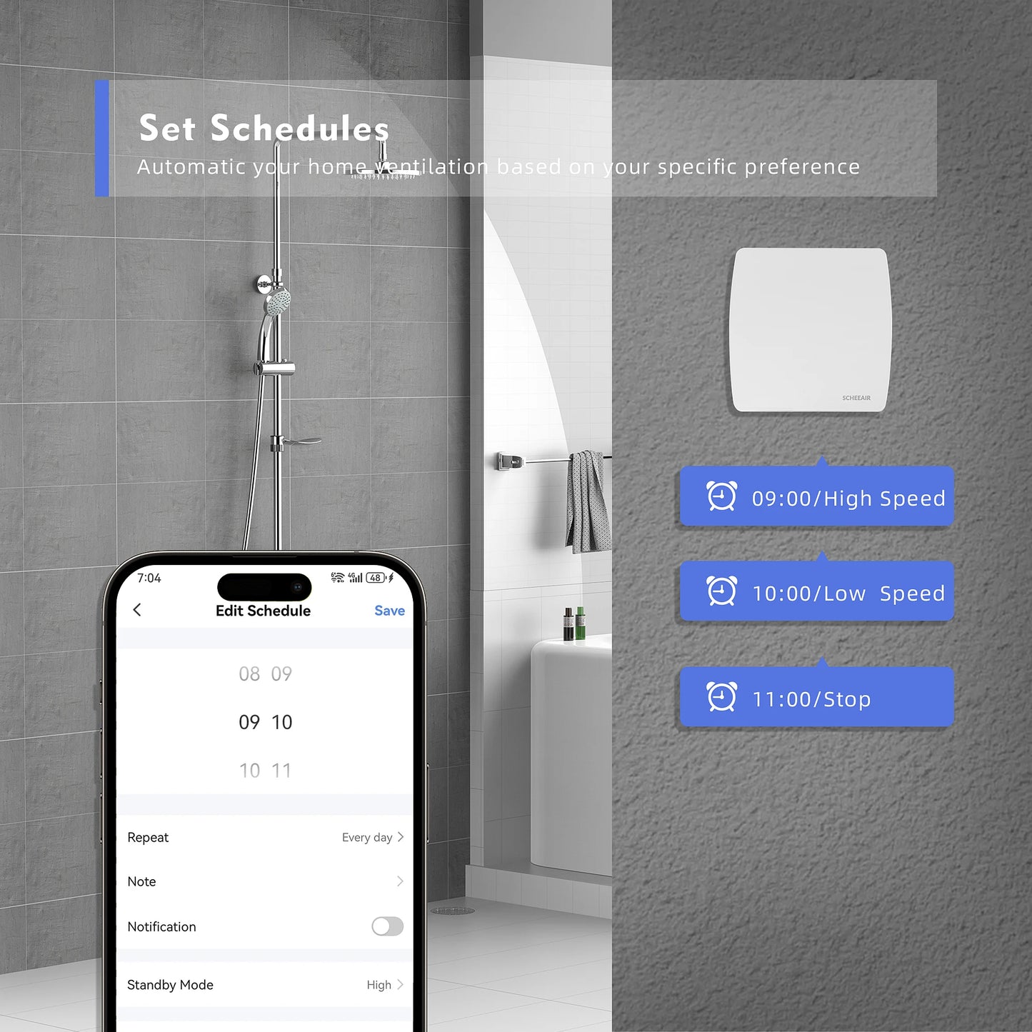 Smart Life WiFi Bathroom Exhaust Fan with Humidity & Motion Sensors