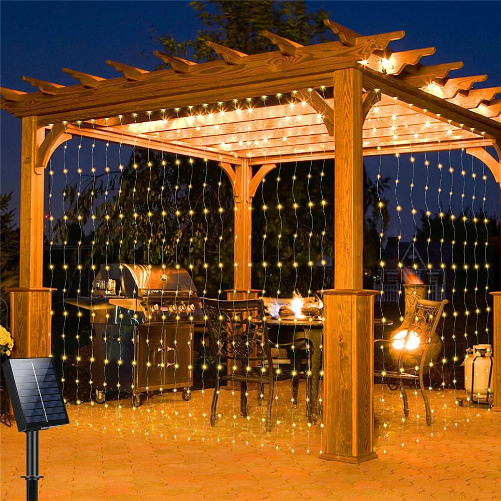 Solar Curtain Fairy Lights | 300 LEDs for Outdoor, Garden & Holiday Magic