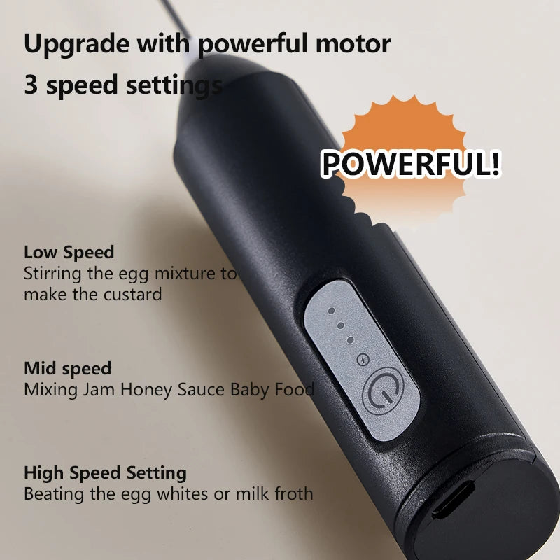 Wireless Electric Milk Frother USB Handheld Whisk for Coffee & Cappuccino