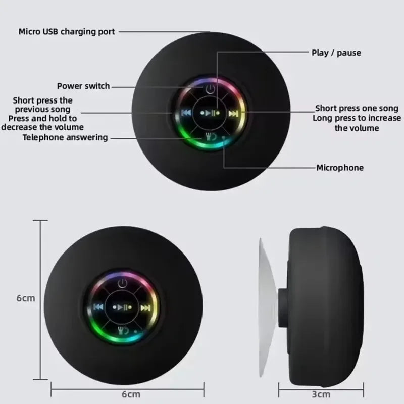 Mini Bluetooth Waterproof Speaker with LED Lights