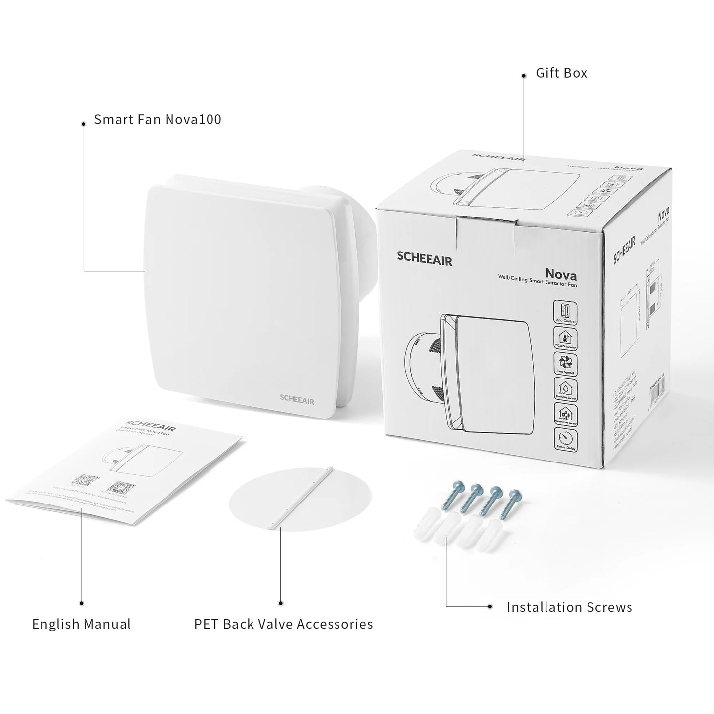 Smart Life WiFi Bathroom Exhaust Fan with Humidity & Motion Sensors