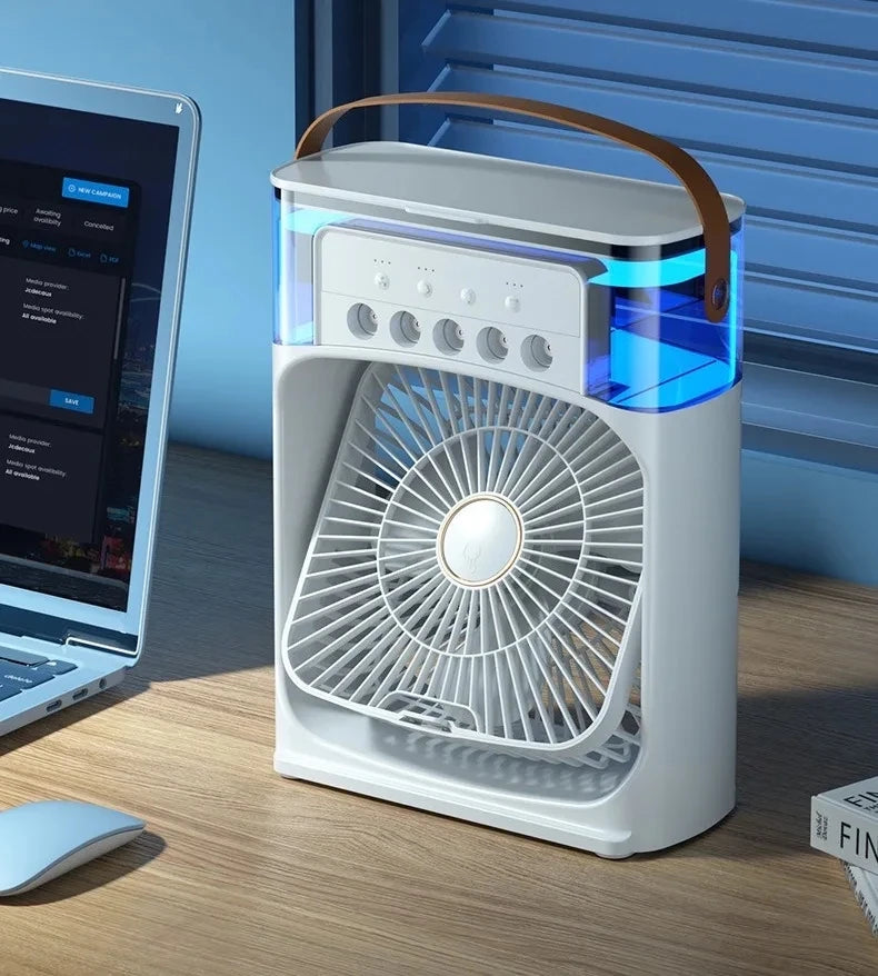 Portable Air Conditioner Fan - USB Electric Fan, LED Night Light, Water Mist Humidifier