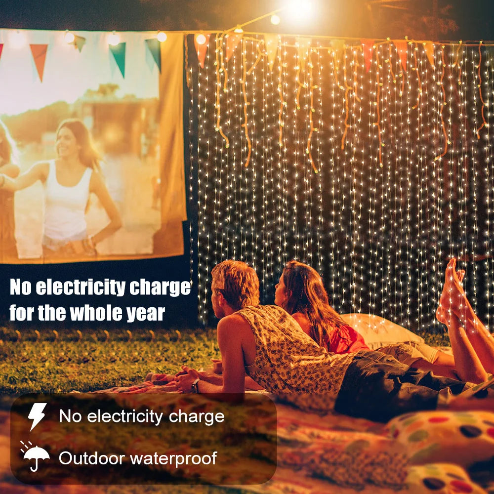 Solar Curtain Fairy Lights | 300 LEDs for Outdoor, Garden & Holiday Magic