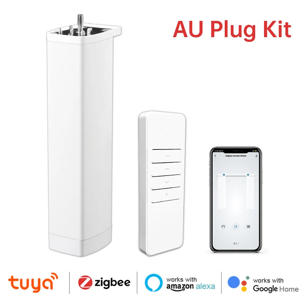 Smart Curtain Motor – Tuya WiFi/Zigbee | RF Remote + App + Alexa/Google