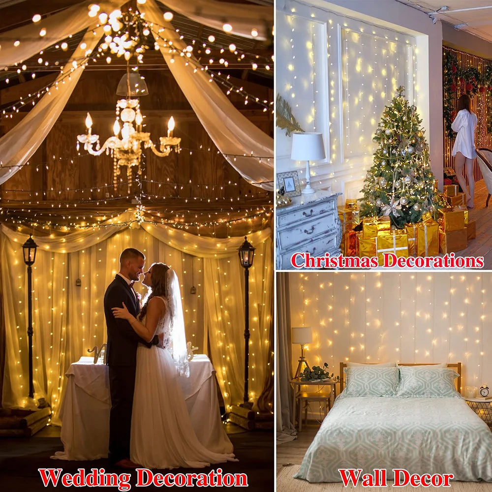 Solar Curtain Fairy Lights | 300 LEDs for Outdoor, Garden & Holiday Magic