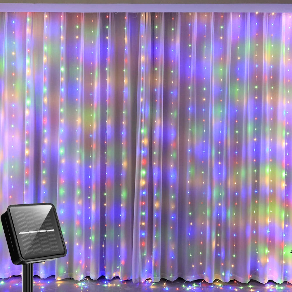Solar Curtain Fairy Lights | 300 LEDs for Outdoor, Garden & Holiday Magic