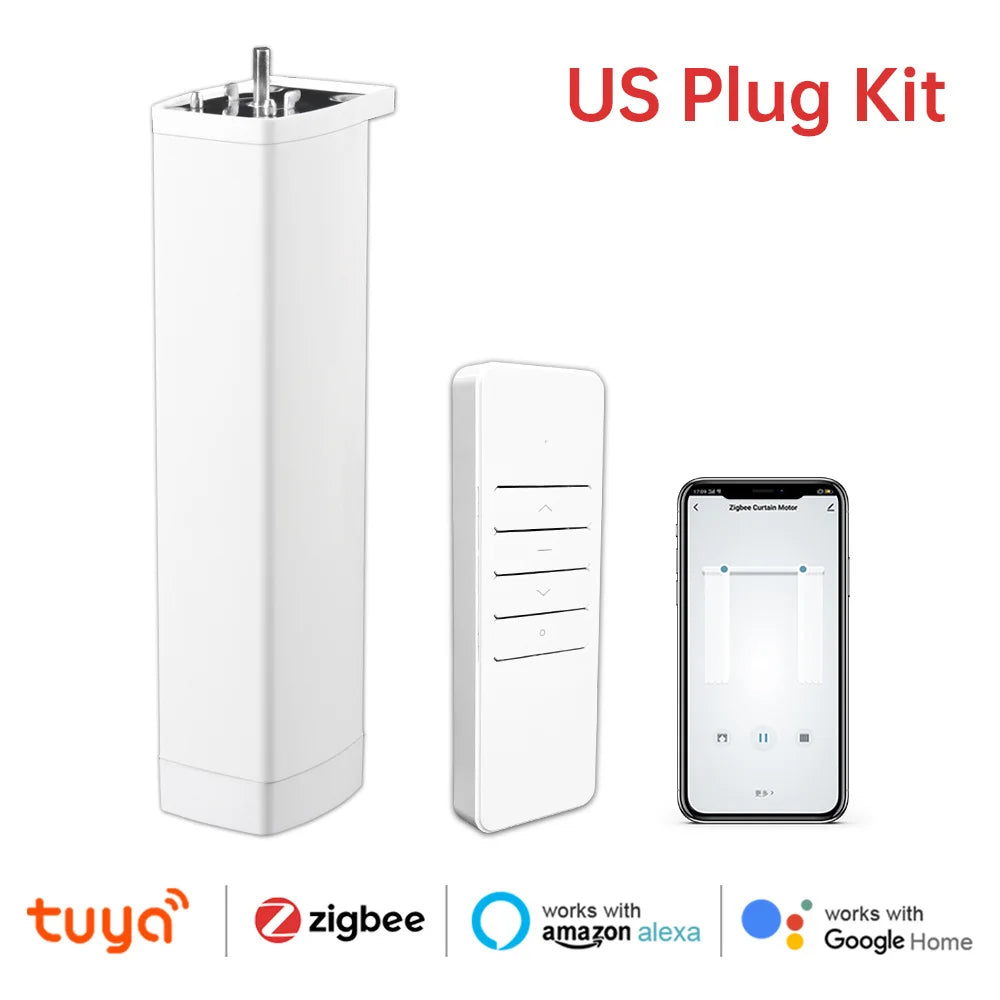Smart Curtain Motor – Tuya WiFi/Zigbee | RF Remote + App + Alexa/Google