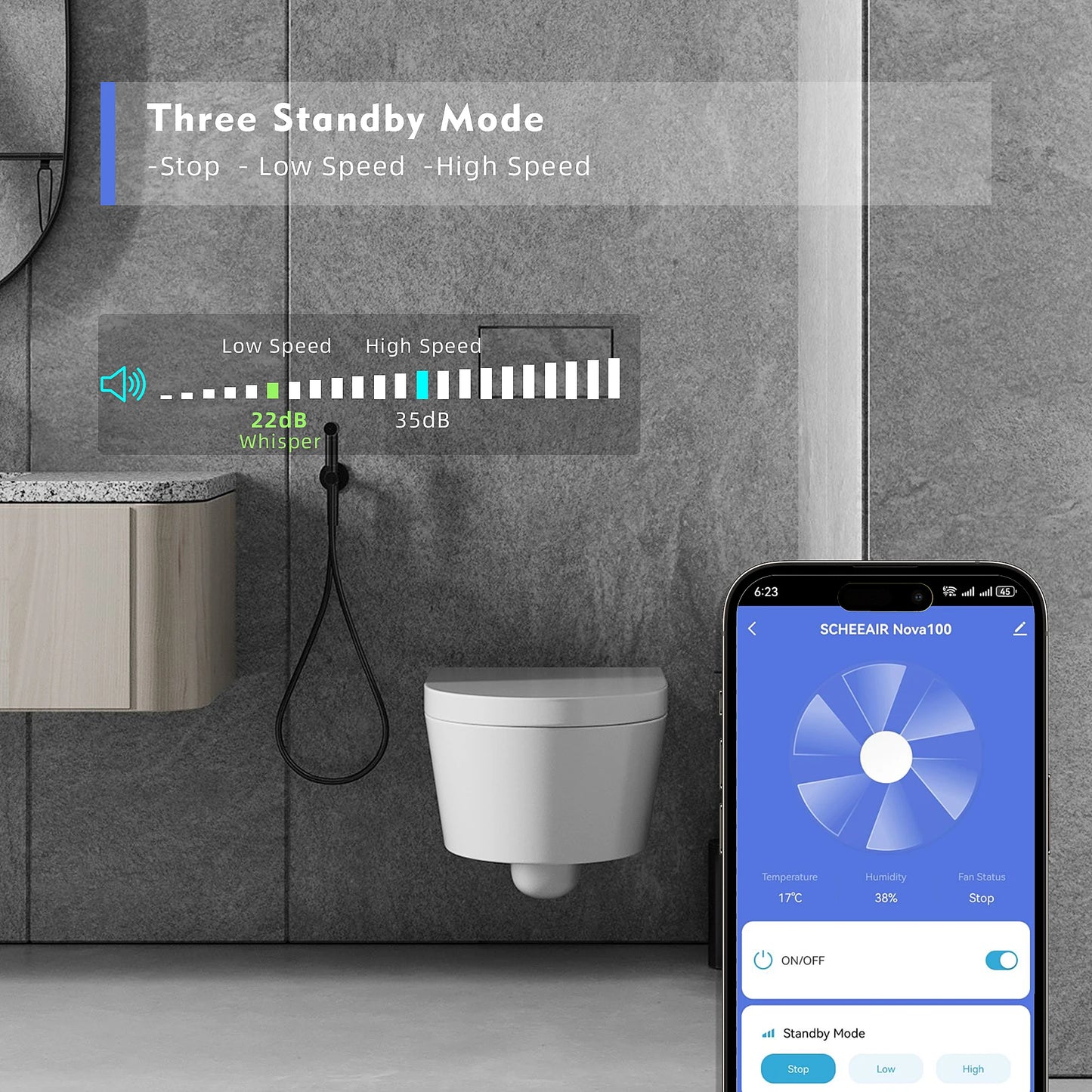 Smart Life WiFi Bathroom Exhaust Fan with Humidity & Motion Sensors