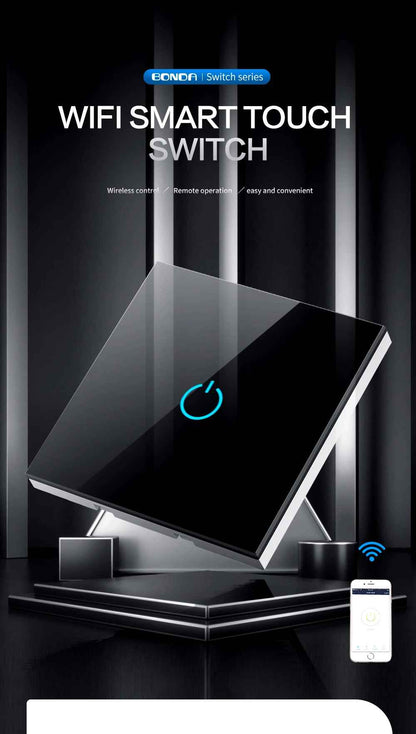 Smart WiFi Touch Light Switch – No Neutral Wire, Works with Alexa, Google Home & Tuya