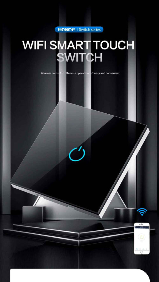 Smart WiFi Touch Light Switch – No Neutral Wire, Works with Alexa, Google Home & Tuya