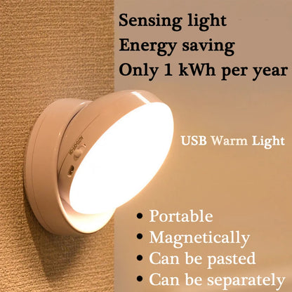 Motion Sensor LED Night Light – USB Rechargeable & Silent Glow