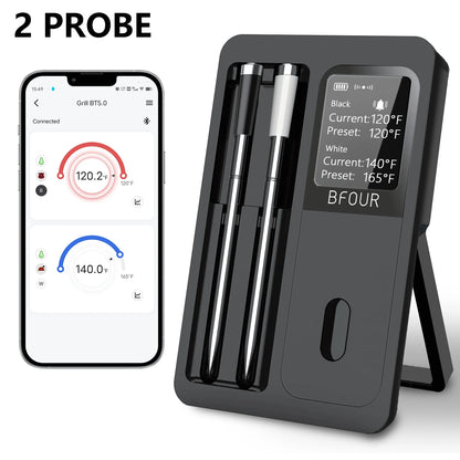 Wireless Bluetooth Meat Thermometer with LCD & Waterproof Probes