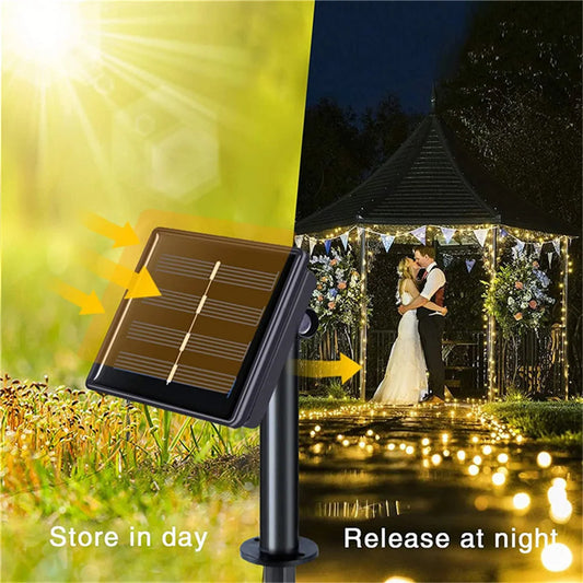 Solar Curtain Fairy Lights | 300 LEDs for Outdoor, Garden & Holiday Magic