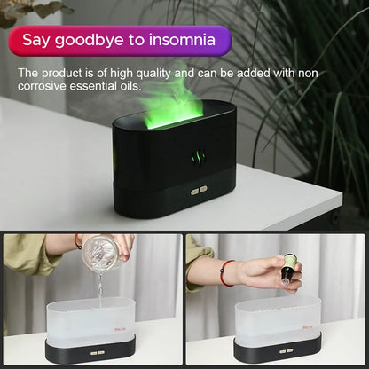 Aroma Diffuser – Cool Mist Humidifier, LED Flame Lamp & Essential Oil Fogger