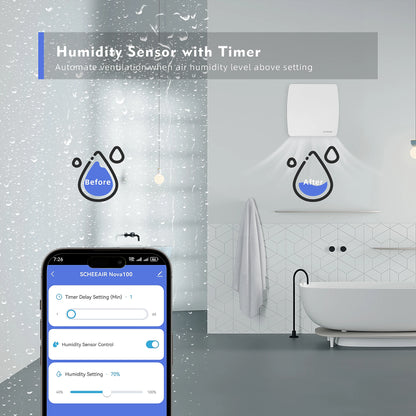 Smart Life WiFi Bathroom Exhaust Fan with Humidity & Motion Sensors