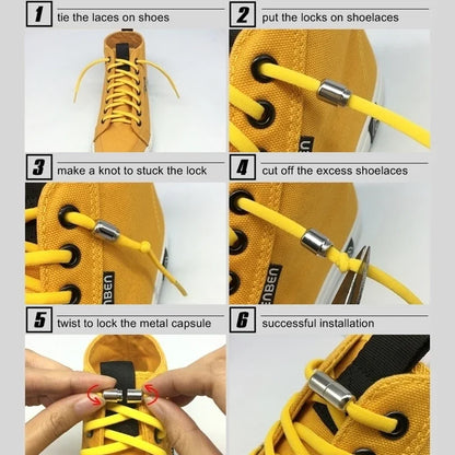 No-Tie Elastic Shoelaces with Metal Lock