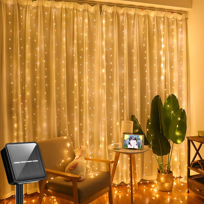 Solar Curtain Fairy Lights | 300 LEDs for Outdoor, Garden & Holiday Magic