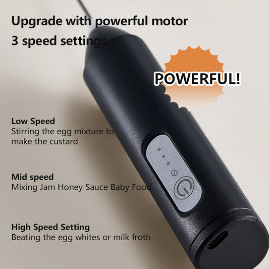 Wireless Electric Milk Frother USB Handheld Whisk for Coffee & Cappuccino