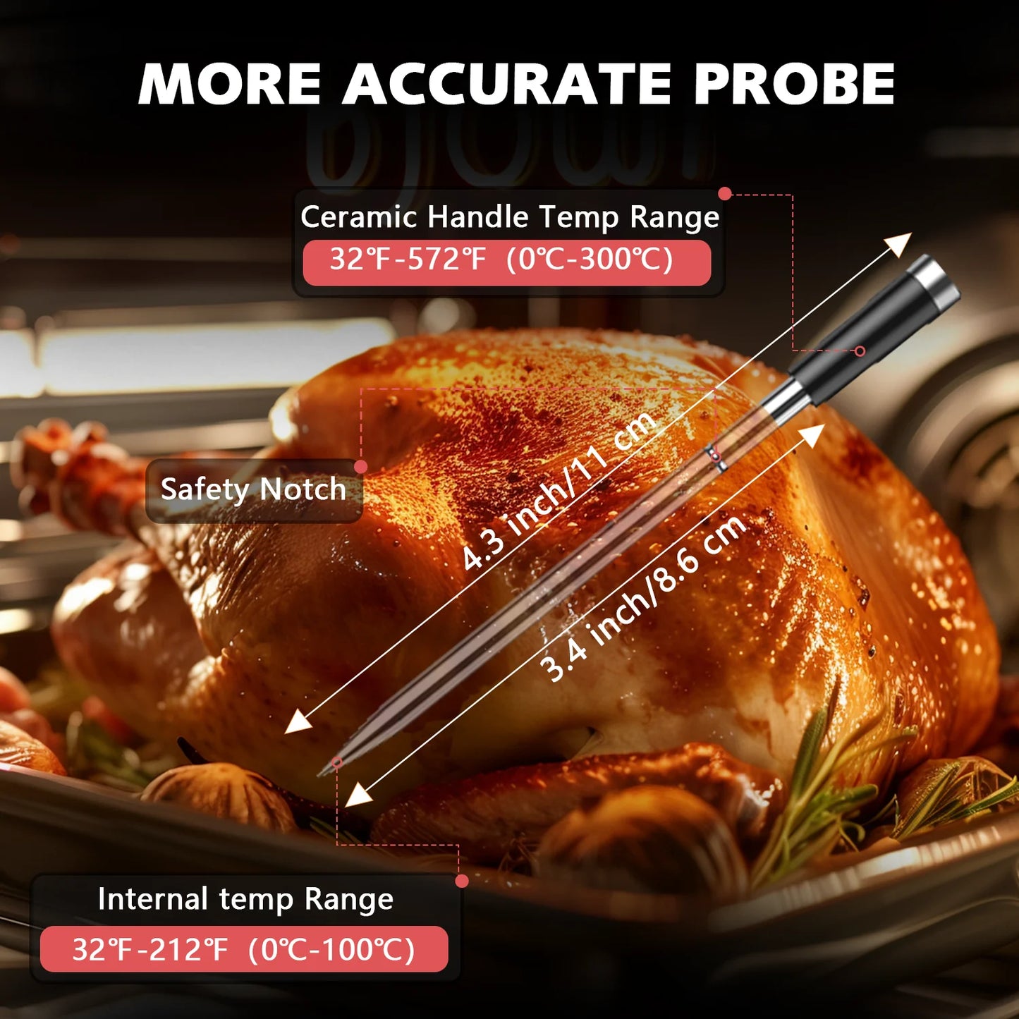 Wireless Bluetooth Meat Thermometer with LCD & Waterproof Probes
