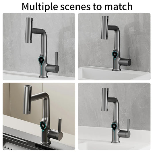 Digital Waterfall Basin Faucet with Temperature Display