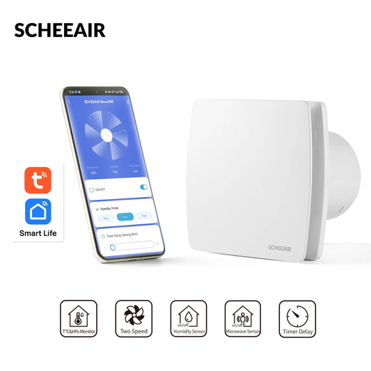 Smart Life WiFi Bathroom Exhaust Fan with Humidity & Motion Sensors