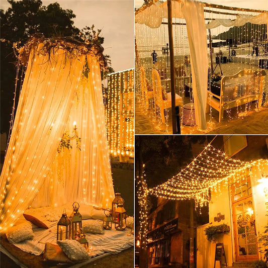 Solar Curtain Fairy Lights | 300 LEDs for Outdoor, Garden & Holiday Magic