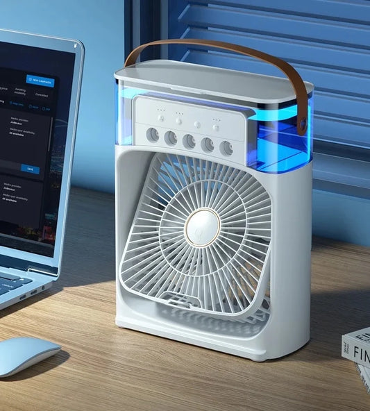 Portable Air Conditioner Fan - USB Electric Fan, LED Night Light, Water Mist Humidifier
