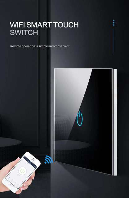 Smart WiFi Touch Light Switch – No Neutral Wire, Works with Alexa, Google Home & Tuya