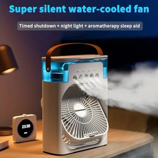 Portable Air Conditioner Fan - USB Electric Fan, LED Night Light, Water Mist Humidifier