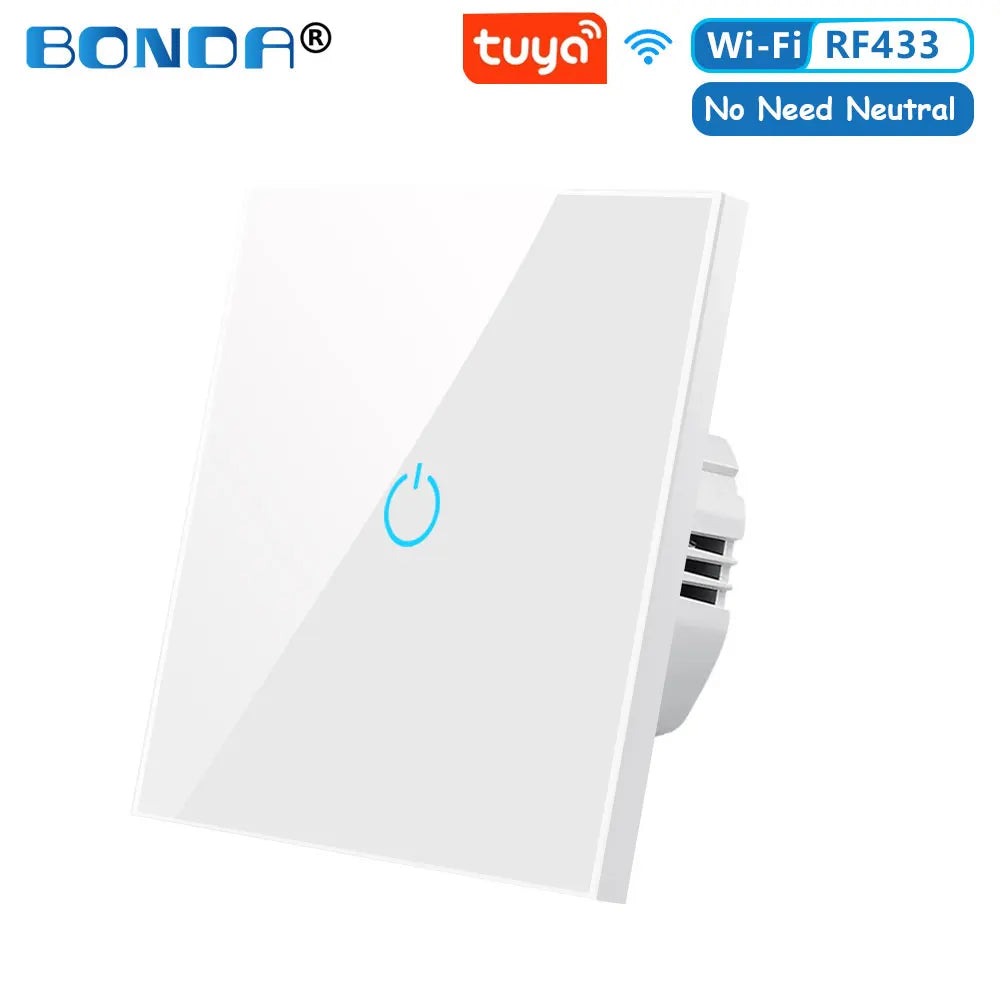 Smart WiFi Touch Light Switch – No Neutral Wire, Works with Alexa, Google Home & Tuya