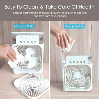 Portable Air Conditioner Fan - USB Electric Fan, LED Night Light, Water Mist Humidifier