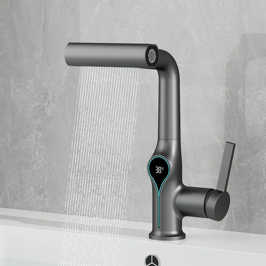 Digital Waterfall Basin Faucet with Temperature Display