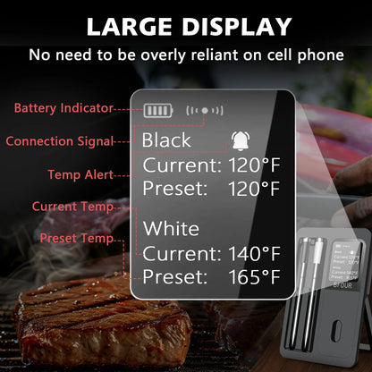Wireless Bluetooth Meat Thermometer with LCD & Waterproof Probes